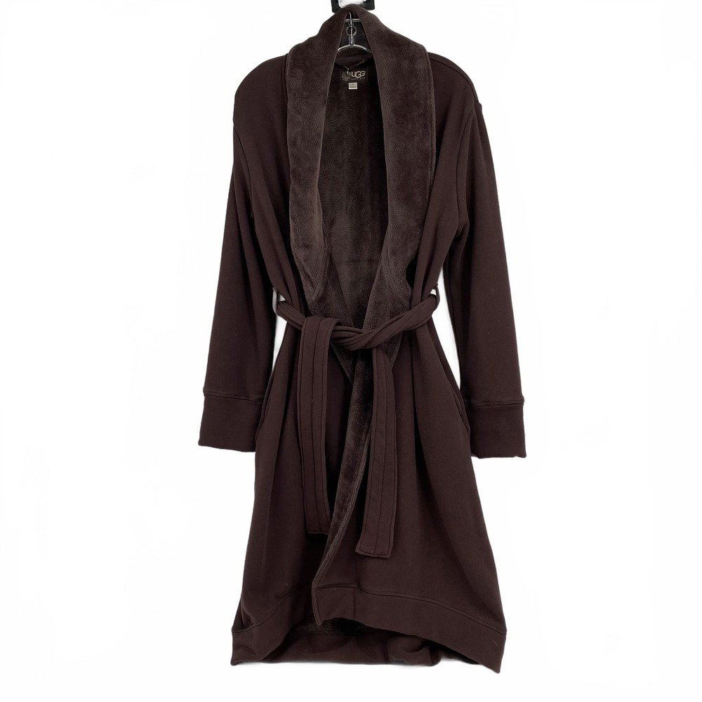 UGG Brown Duffield Robe | Women’s M Cotton-Blend Cozy Knit